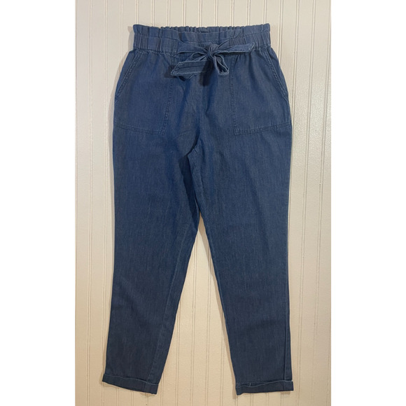 Almost Famous Joger Women Size S Elastic Waist Blue High-Rise Cropped - Picture 1 of 6
